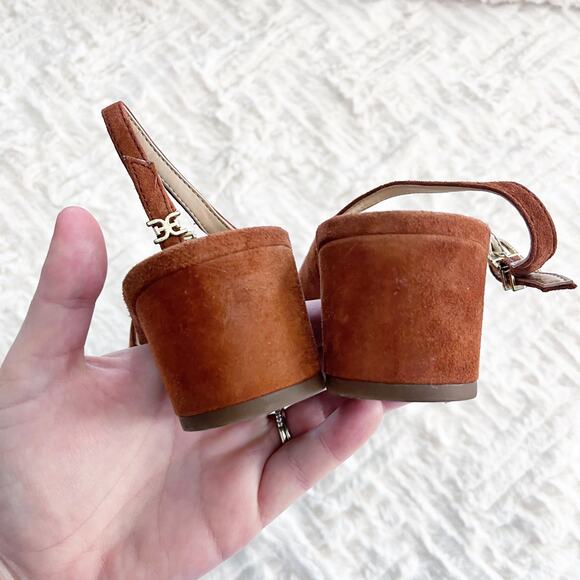 Sam Edelman Lorene Brown Suede Leather Slingback Pumps - Picture 6 of 7